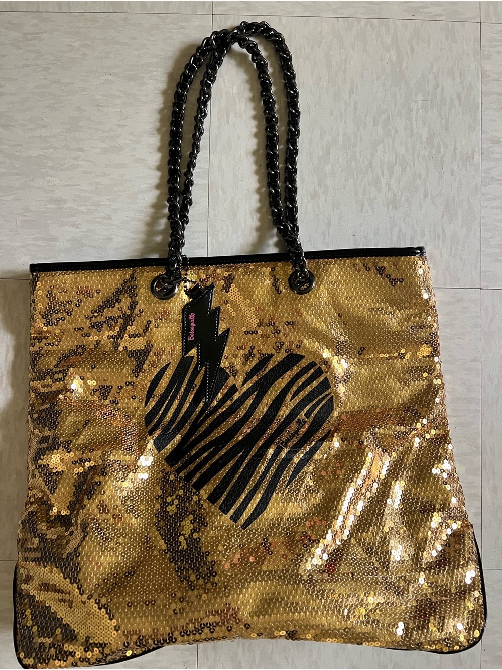 Vintage Gold Sequin Tote Bag
